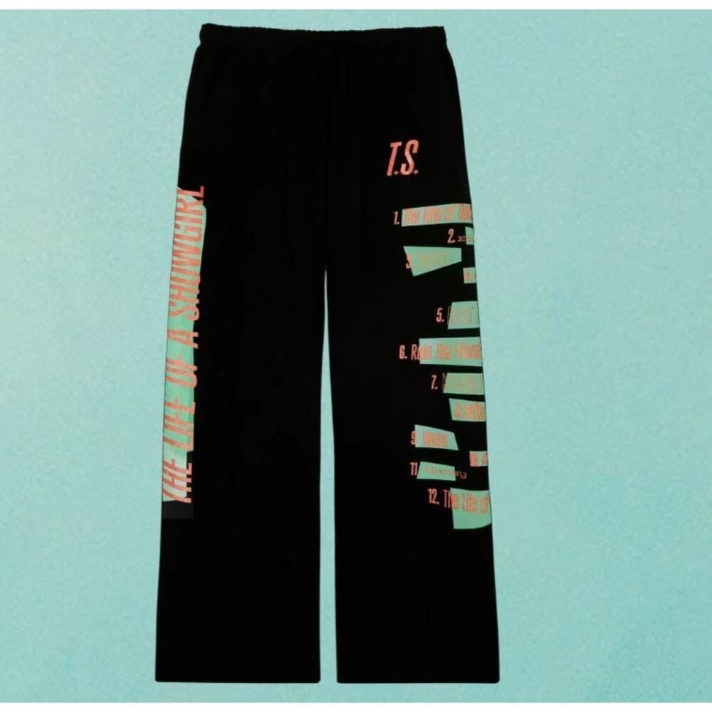 NEW TAYLOR SWIFT The Life of a Showgirl Tracklist Black Sweatpants MEDIUM